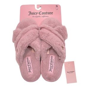 NEW Juicy‎ Couture Jovie Pink Faux Fur Women Slippers Size Small 5/6
